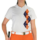 Golf Knickers: Ladies Argyle Paradise Golf Shirt - Navy/Orange Clothing