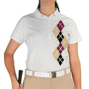 Golf Knickers: Ladies Argyle Paradise Golf Shirt - Khaki/Black/Maroon Clothing