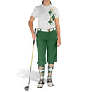 Golf Knickers: Ladies Argyle Paradise Golf Shirt - Dark Green/Khaki/White Clothing