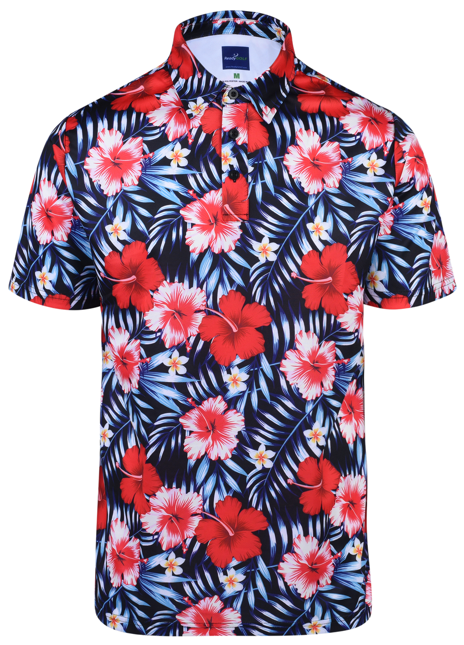 ReadyGOLF Mens Golf Polo Shirt - Hawaiian Punch