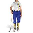 Golf Knickers: Ladies Argyle Paradise Golf Shirt - Royal/Yellow Clothing