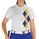 Golf Knickers: Ladies Argyle Paradise Golf Shirt - Royal/Yellow Clothing