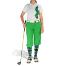 Golf Knickers: Ladies Argyle Paradise Golf Shirt - Lime/Black/Royal Clothing