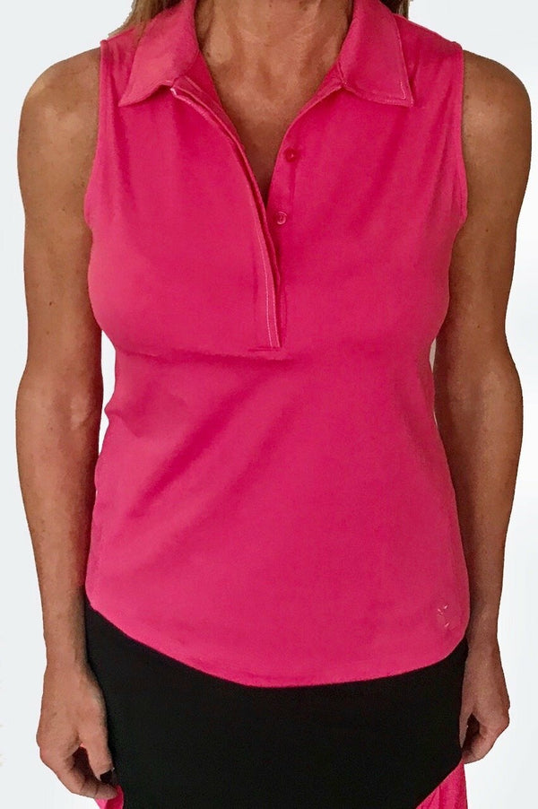 Golftini Women's Hot Pink Sleeveless Fabulous Polo (Size Large) SALE