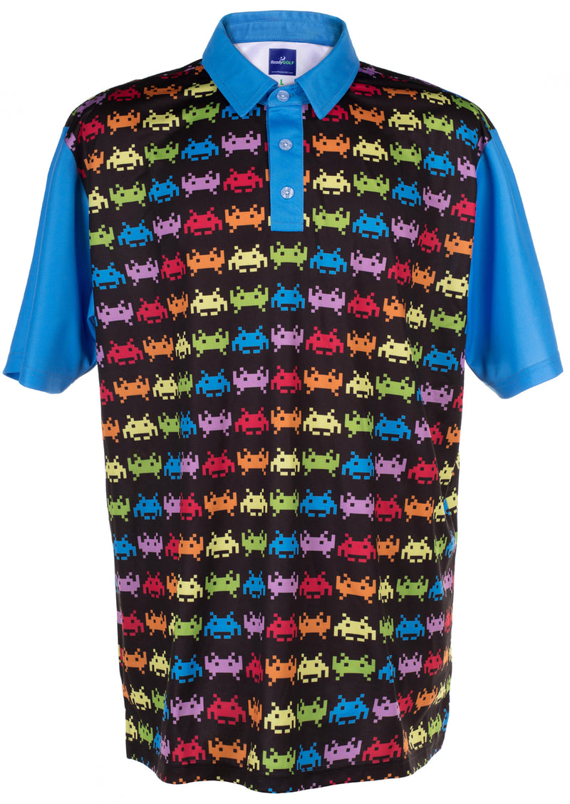 Invaders from Space Mens Golf Polo Shirt by ReadyGOLF