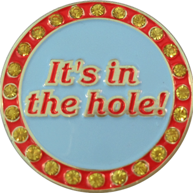 It's In The Hole Golf Ball Marker & Hat Clip with Crystals
