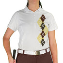 Golf Knickers: Ladies Argyle Paradise Golf Shirt - Butter/Olive/Brown Clothing