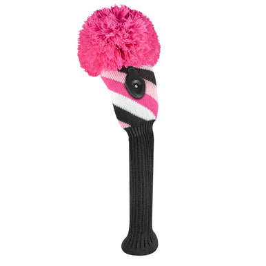 Just 4 Golf: Fairway Headcover - Diagonal Stripe - Pink, Black and White