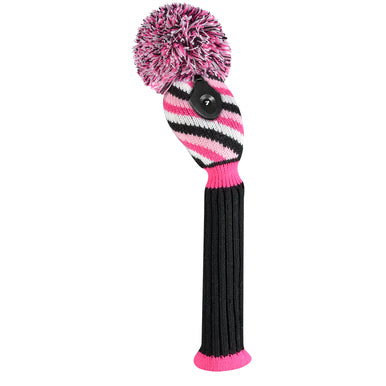 Just 4 Golf: Hybrid Headcover - 3 Color Diagonal Stripe - Pink Black and White