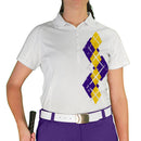 Golf Knickers: Ladies Argyle Paradise Golf Shirt - Purple/Yellow Clothing