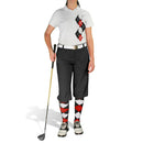 Golf Knickers: Ladies Argyle Paradise Golf Shirt - Black/Red/White Clothing