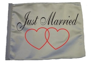 SSP Flags: 11x15 inch Golf Cart Replacement Flag - Just Married