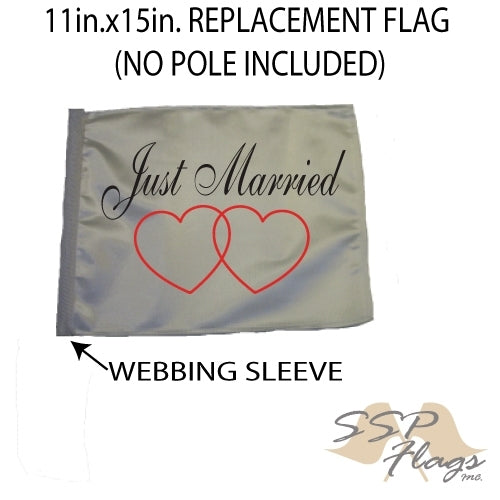 SSP Flags: 11x15 inch Golf Cart Replacement Flag - Just Married