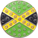 ReadyGolf: Jamaica Flag Ball Marker & Hat Clip with Crystals