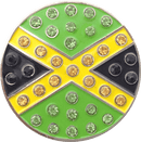 ReadyGolf: Jamaica Flag Ball Marker & Hat Clip with Crystals