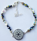 One Putt Designs - Jet Black, Shiny Crystals, & Pewter Ball Marker Ankle Braclet