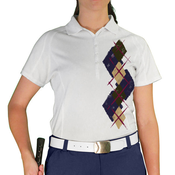 Golf Knickers: Ladies Argyle Paradise Golf Shirt - Navy/Khaki/Olive
