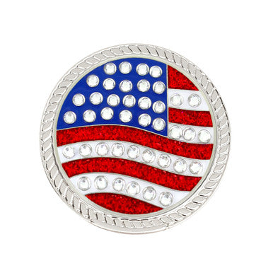 Navika: Swarovski Crystals Kicks Candy Shoe Ball Marker - US Flag Round