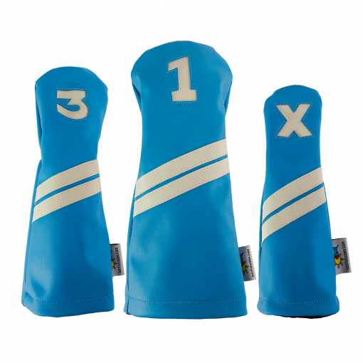 Sunfish: DuraLeather Headcovers Set - Light Blue with White Stripes