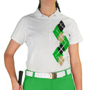 Golf Knickers: Ladies Argyle Paradise Golf Shirt - Lime/Khaki/Black Clothing
