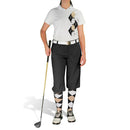 Golf Knickers: Ladies Argyle Paradise Golf Shirt - Black/Khaki/White Clothing