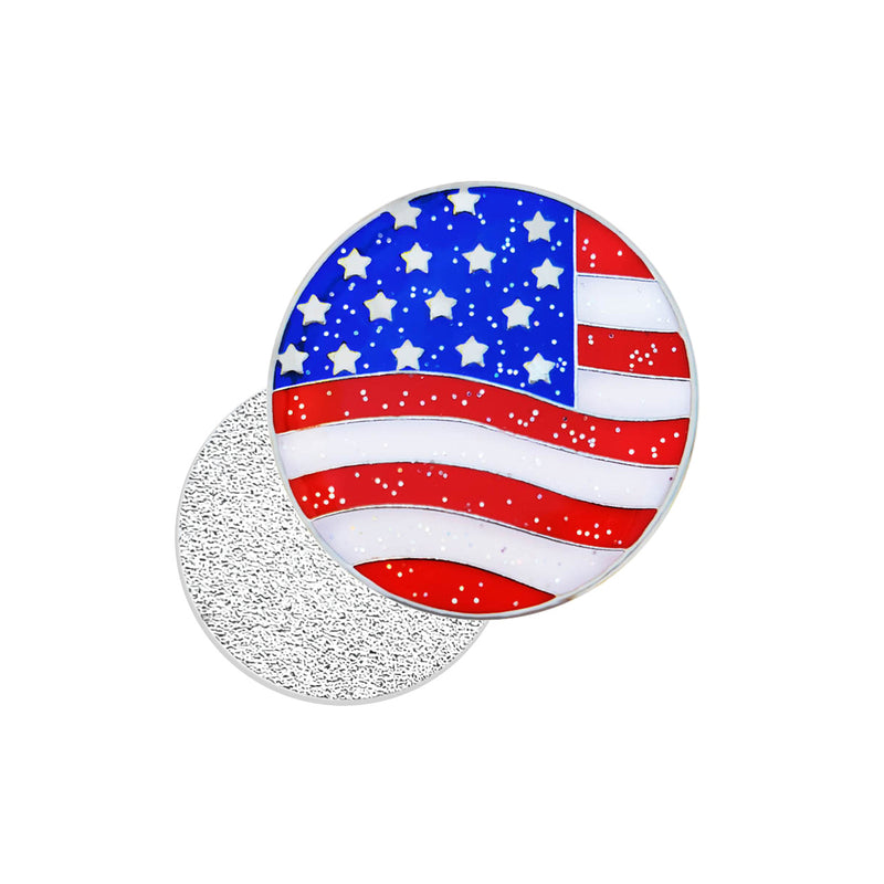 Navika: Magnetic "Klip it Anywhere" Pin with US Flag Glitzy Ball Marker