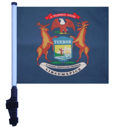 SSP Flags: 11x15 inch Golf Cart Flag with Pole - State of Michigan