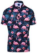 Midnight Flamingos Mens Golf Polo Shirt by ReadyGOLF