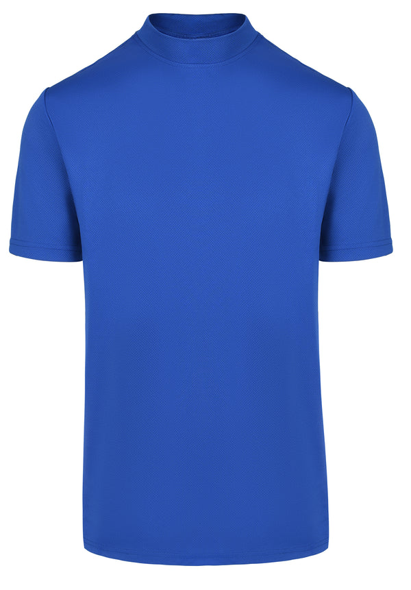 ReadyGOLF Mens Mock Neck Coolmax Polo Shirt - Royal Blue