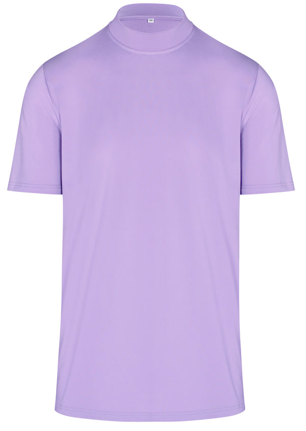 ReadyGOLF Mens Mock Neck Stretch Fit Polo Shirt - Lilac