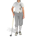 Golf Knickers: Ladies Argyle Paradise Golf Shirt - Taupe/White Clothing
