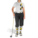 Golf Knickers: Ladies Argyle Paradise Golf Shirt - Black/Yellow/White Clothing