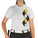 Golf Knickers: Ladies Argyle Paradise Golf Shirt - Black/Yellow/White Clothing