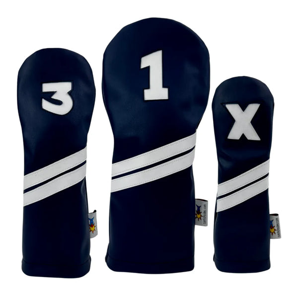 Sunfish: DuraLeather Headcovers Set - Navy with White Stripes