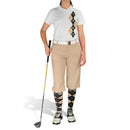 Golf Knickers: Ladies Argyle Paradise Golf Shirt - Khaki/Black Clothing