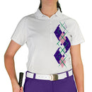 Golf Knickers: Ladies Argyle Paradise Golf Shirt - Purple/Pink/White Clothing