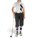 Golf Knickers: Ladies Argyle Paradise Golf Shirt - Black/Purple/White Clothing