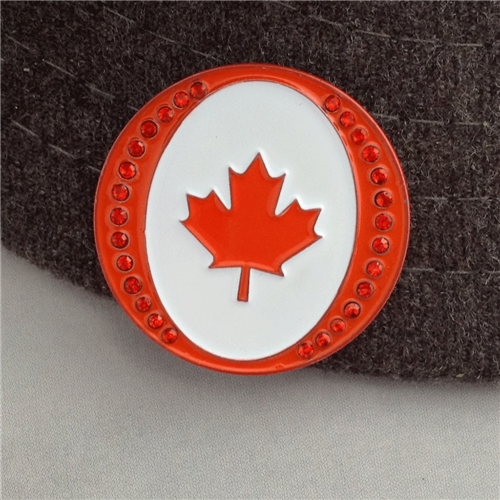 ReadyGolf: Oh Canada Ball Marker & Hat Clip with Crystals