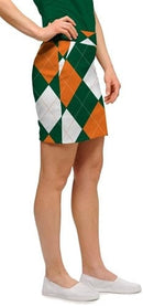 Loudmouth Golf: Womens Skort - Orange & Green Argyle