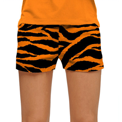 Loudmouth Golf: Women's Mini Shorts - Orange & Black Tiger Stripes