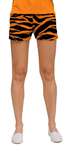 Loudmouth Golf: Women's Mini Shorts - Orange & Black Tiger Stripes