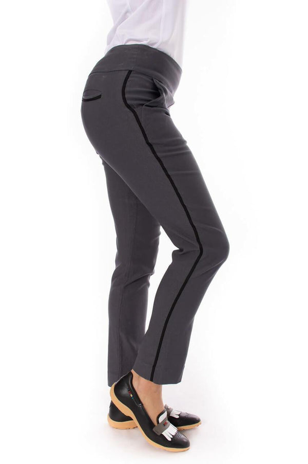 Golftini: Women's Trophy Pull-On Stretch Twill Pant - Charcoal