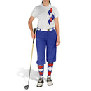 Golf Knickers: Ladies Argyle Paradise Golf Shirt - Royal/Red/White Clothing
