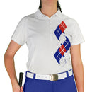 Golf Knickers: Ladies Argyle Paradise Golf Shirt - Royal/Red/White Clothing