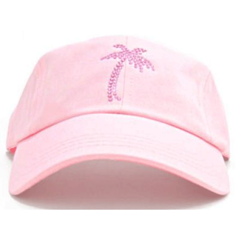 Dolly Mama Ladies Rachel Baseball Hat - Palm Tree on Pink