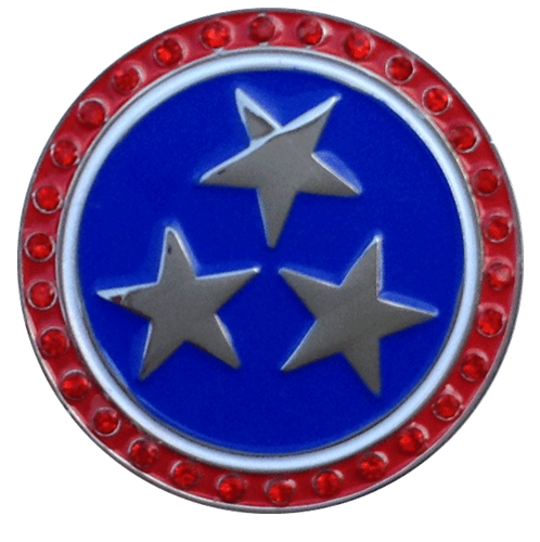 ReadyGolf: Patriotic Stars Ball Marker & Hat Clip with Crystals
