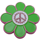 ReadyGolf: Hippie Flower Ball Marker & Hat Clip with Crystals - Peace Sign