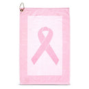 Pink Ribbon 16X26 Image Dye Pink & White Edge Golf Towel by Devant