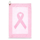 Pink Ribbon 16X26 Image Dye Pink & White Edge Golf Towel by Devant