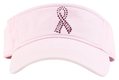Dolly Mama: Ladies Serena Sports Visor - Pink Ribbon on Pink